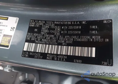 2024 Toyota Corolla Cross Xle из США, поврежденный, VIN 7MUDAABG1RV103264